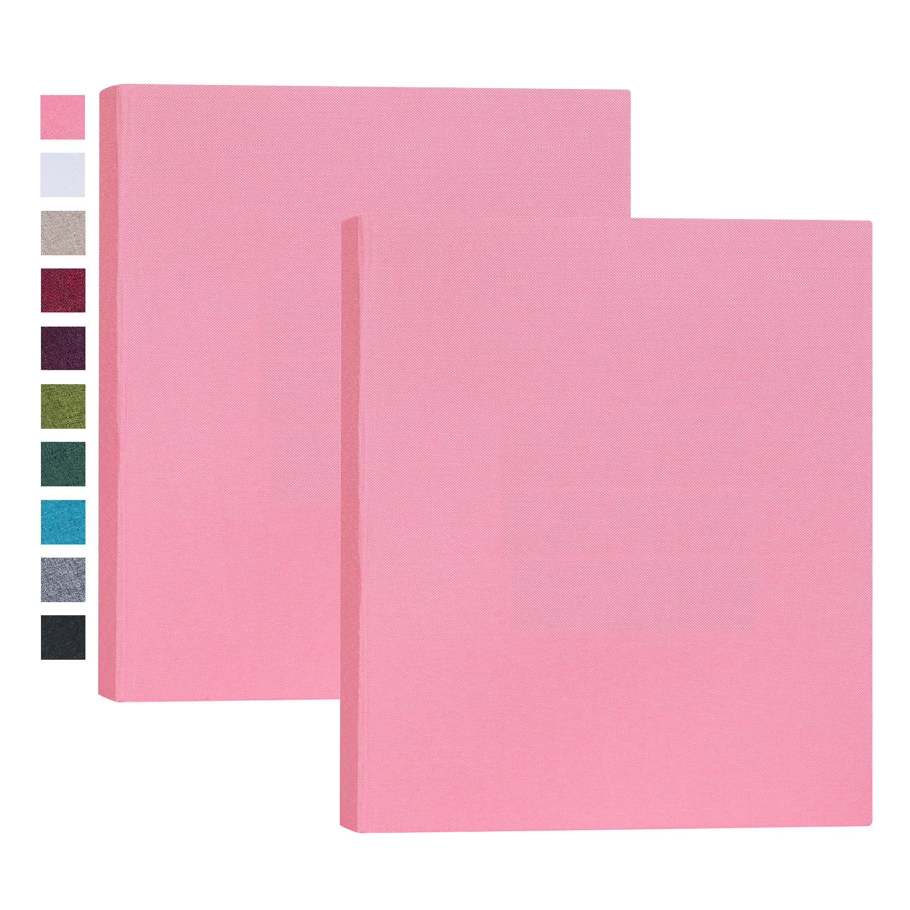 Mublalbum Lniany album na zdjęcia, 2 sztuki, 2 x 25 cm, mini księga przechwałek, każdy pomieści 52 pionowe kieszenie na pocztówki lub do przechowywania zdjęć (różowe)