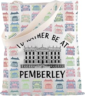 MBMSO Pemberley Gift Jane Tote Bag Pride Prejudice Book Lover Gift I'd Rather Be at Pemberley Tote Bag Literary Bookworm Gift