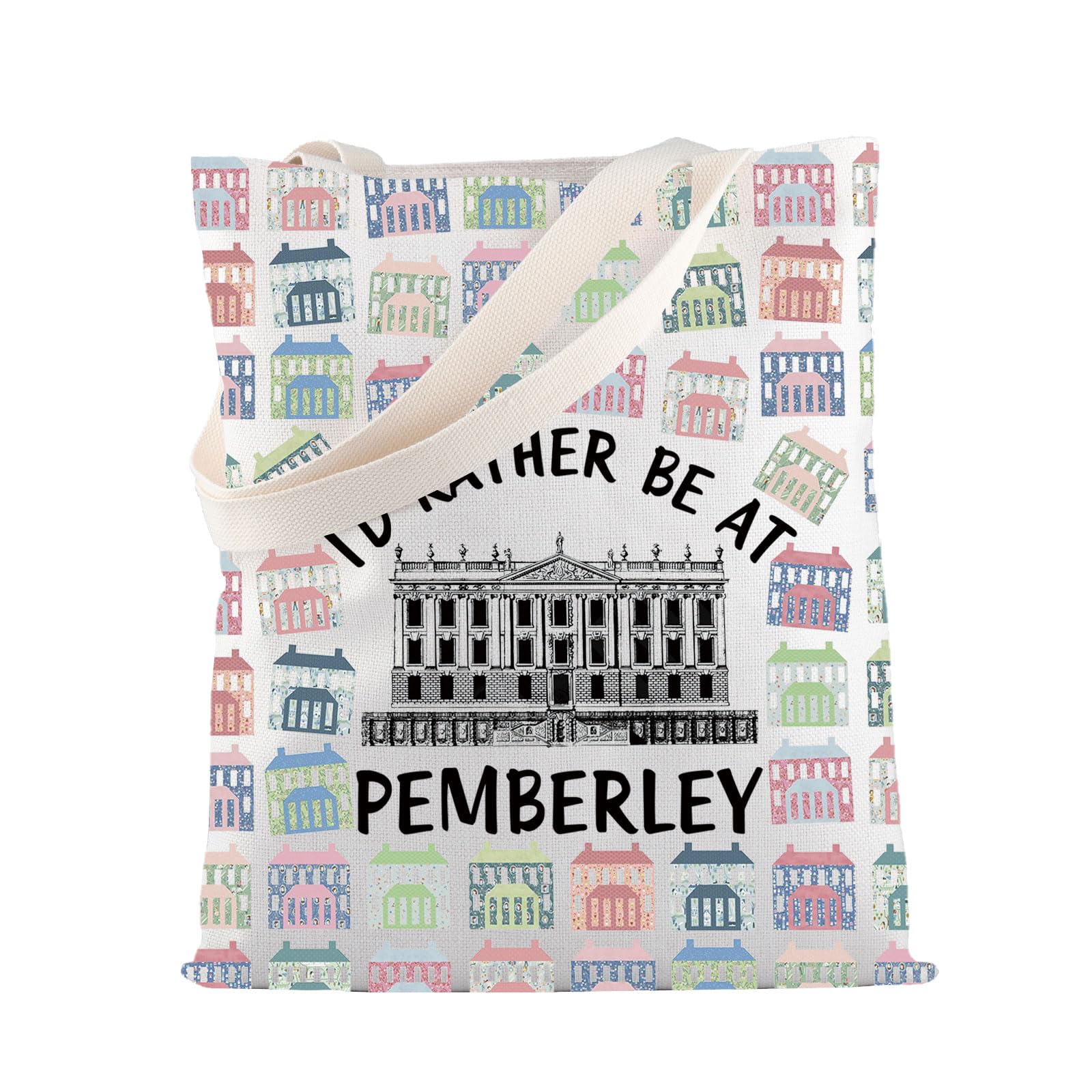 MBMSO Pemberley Gift Jane Tote Bag Pride Prejudice Book Lover Gift I'd Rather Be at Pemberley Tote Bag Literary Bookworm Gift