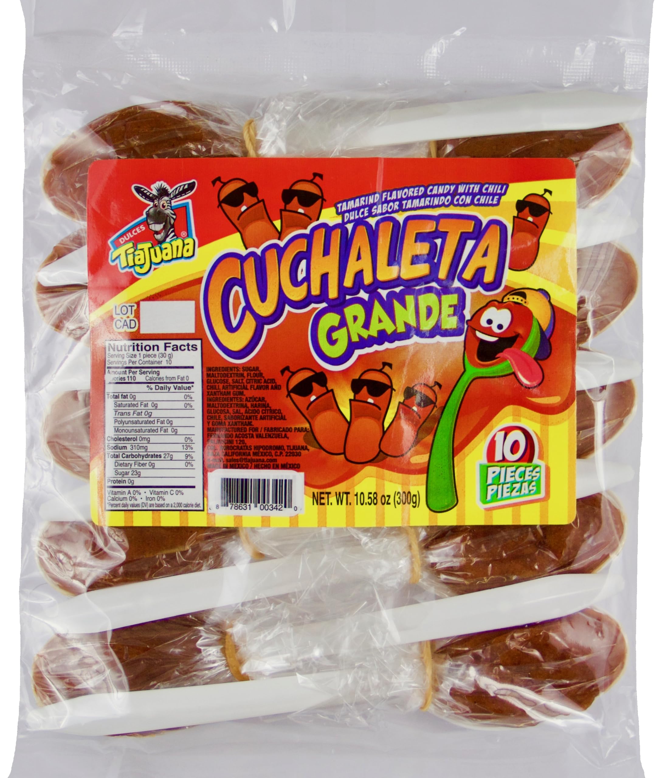 Cuchaleta Grande - Large Tamarind Flavored Spoon Candy With Chili: Cucharon de Sabor Tamarindo Con Chile
