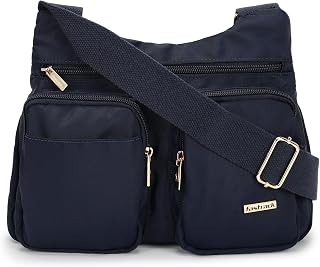 Blue Nylon Sling Bag for Women | Lightweight Twill-Detail Crossbody with 2 Main Compartments, 3 Quick-Access Pockets & Zip... Price In India