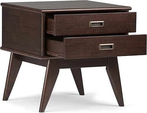 Miniatura 4 de SIMPLIHOME Draper Solid HARDWOOD - Mesa auxiliar rectangular de 22 pulgadas de ancho de mediados de siglo en marrón castaño castaño castaño medio