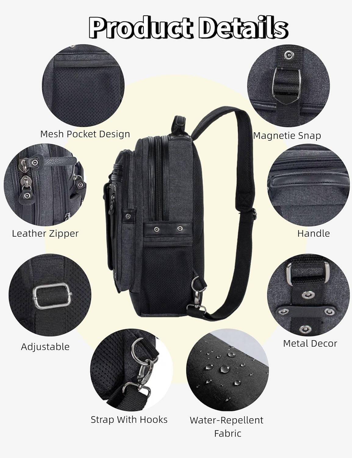 Schkleier Messenger Bag for Men Canvas Sling Bag Crossbody Backpack Laptop Shoulder Bag Hiking Daypacks Casual Tactical - Image 6