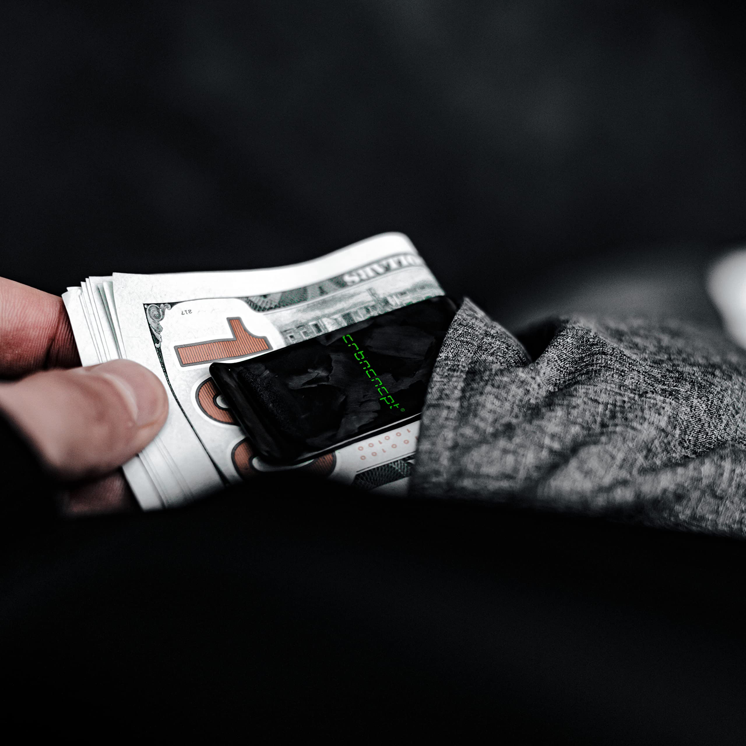 Geldklammer aus Forged Carbon (Kohlenstofffaser) – ultraleichte Geldspange, Geldscheinklammer, Money-Clip - Geldschein-Organizer für Herren schwarz