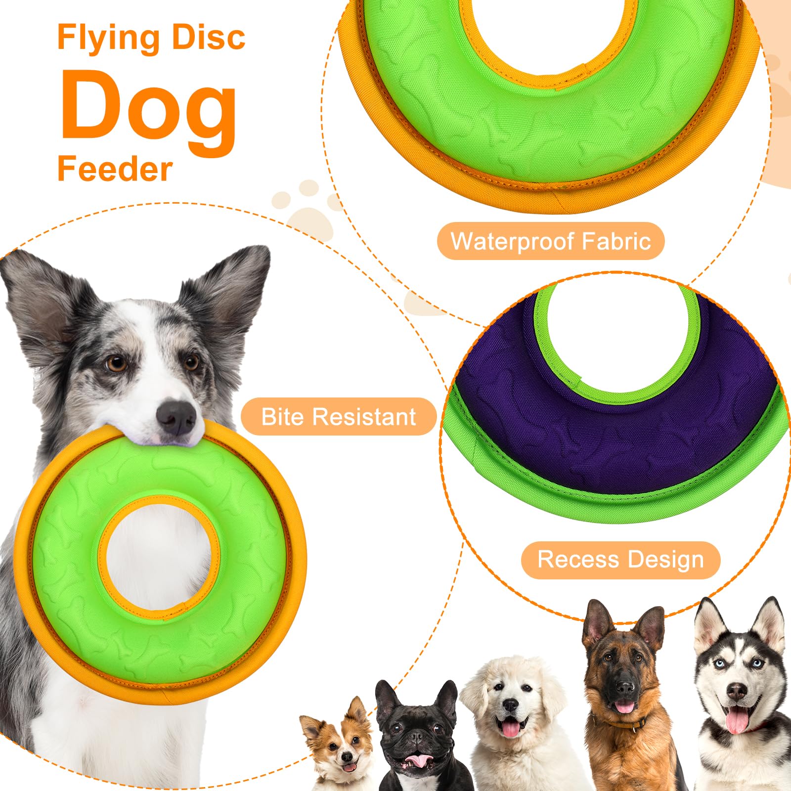 3 Stück Haustier-Flugscheiben – 22,9 cm, interaktives Flyer-Spielzeug, fütterbar, leichtes Fang- und Apportierspielzeug für kleine, mittelgroße und große Hunde, schwimmt im Wasser und sicher