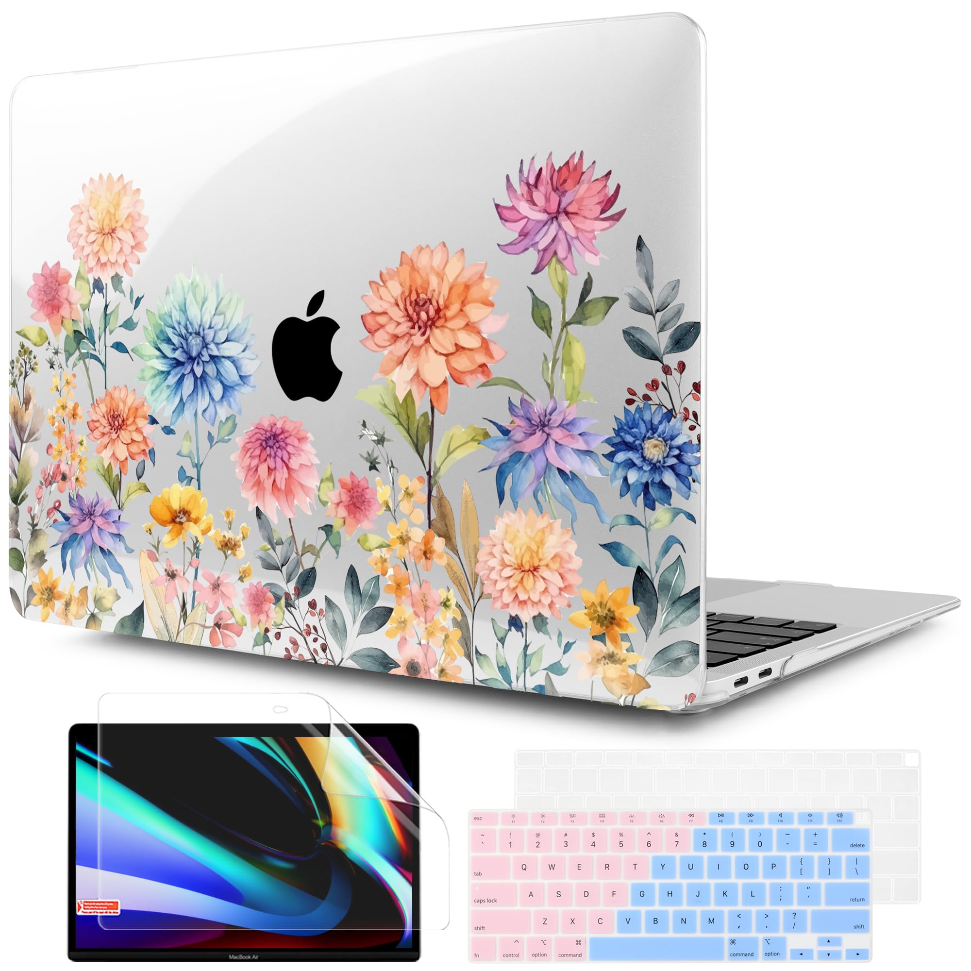 TWOLSKOO for MacBook Air 13 inch Case 2021 2020 2019 2018 Model A2337 M1 A2179 A1932 with Retina Display & Touch ID, Plastic Hard Shell Cover &