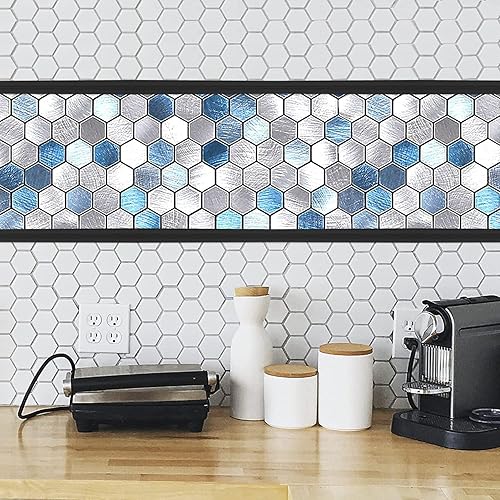 Miniatura 3 de Moldura flexible autoadhesiva para borde de azulejos, moldura de pared para techo de esquina, suelo, zócalo, encimera, marco de decoración de 98