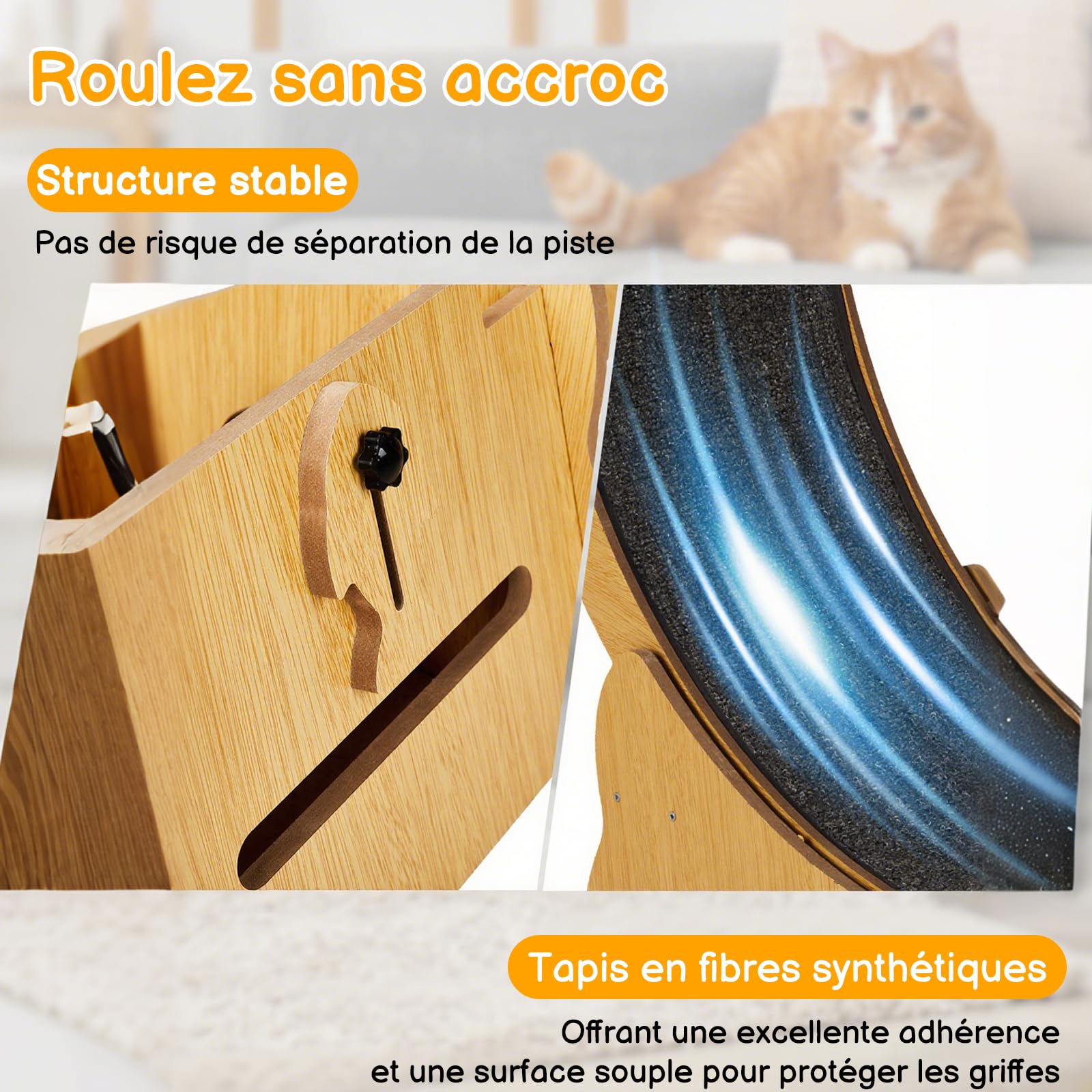 LEADZM Ruota di esercizio per gatti 100 cm, ruota per gatti di grandi dimensioni, pannello in fibra ad alta densità, resistente ai graffi, stabile e silenziosa, peso massimo 11 kg, colore del legno