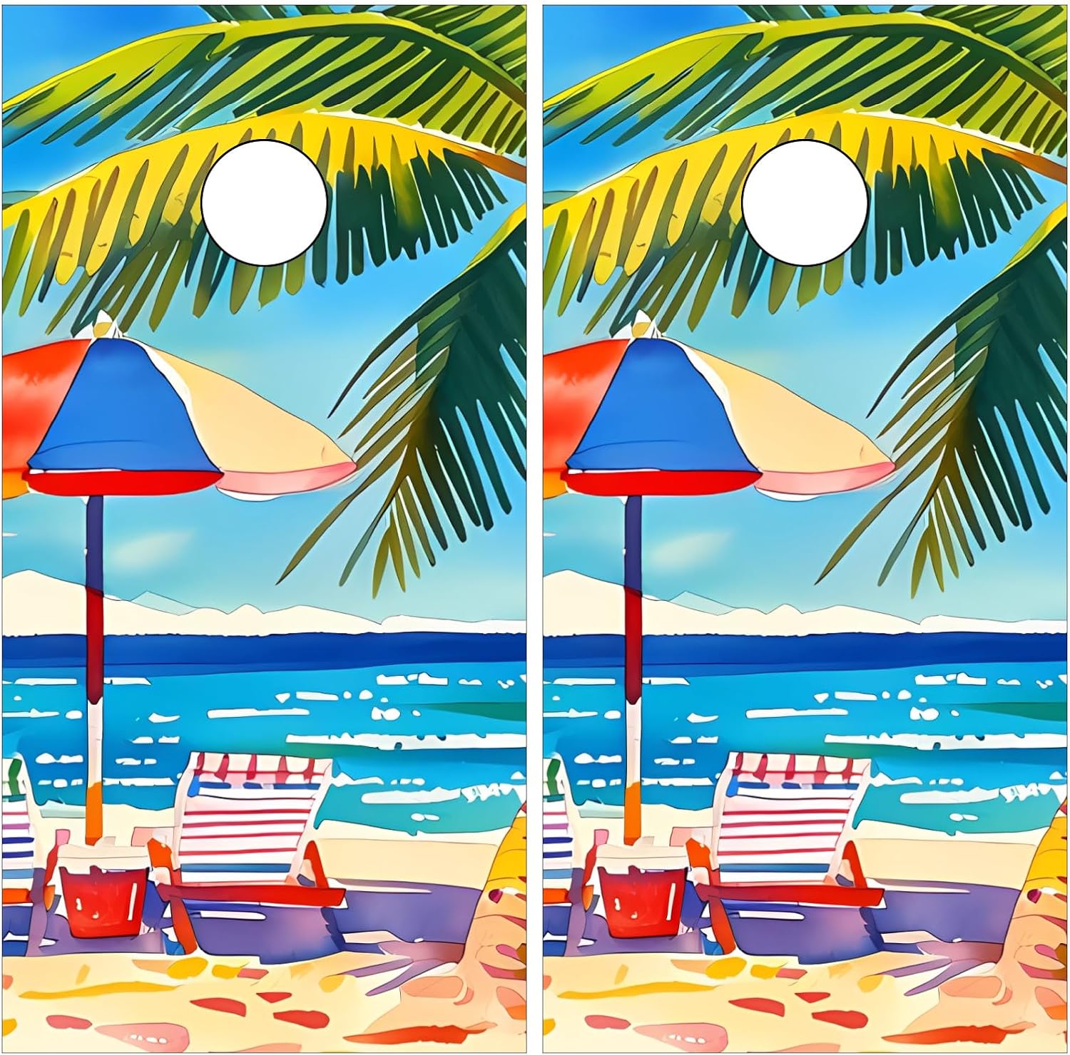 Cornhole Board Wraps Ocean Beach Cornhole Skins for Boards,Skin Decal Vinyl Wrap for Cornhole Game Board Bag Toss (2xpcs.)