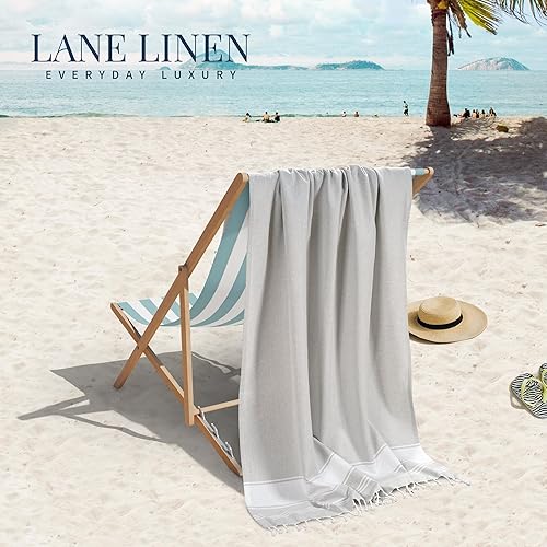 Miniatura 6 de LANE LINEN Toalla de playa 100% algodón con bolsa de playa, 2 toallas de playa de gran tamaño, 39 x 71 pies, toalla de piscina, toalla de playa