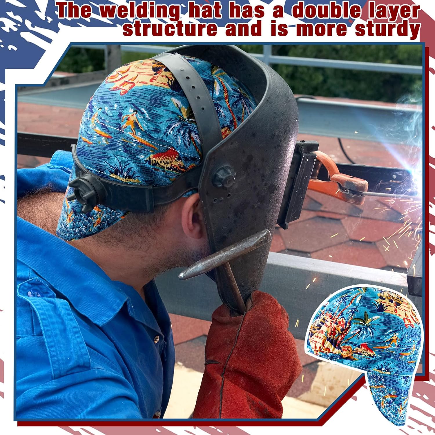 Hercicy 4 Pcs Welding Cap Flame Resistant Cotton Welding Hat for Men Women's Welders Caps Fit Most Helmet Sweat Absorption Mesh Hat for Welder Electrician Gas Station(Stylish)