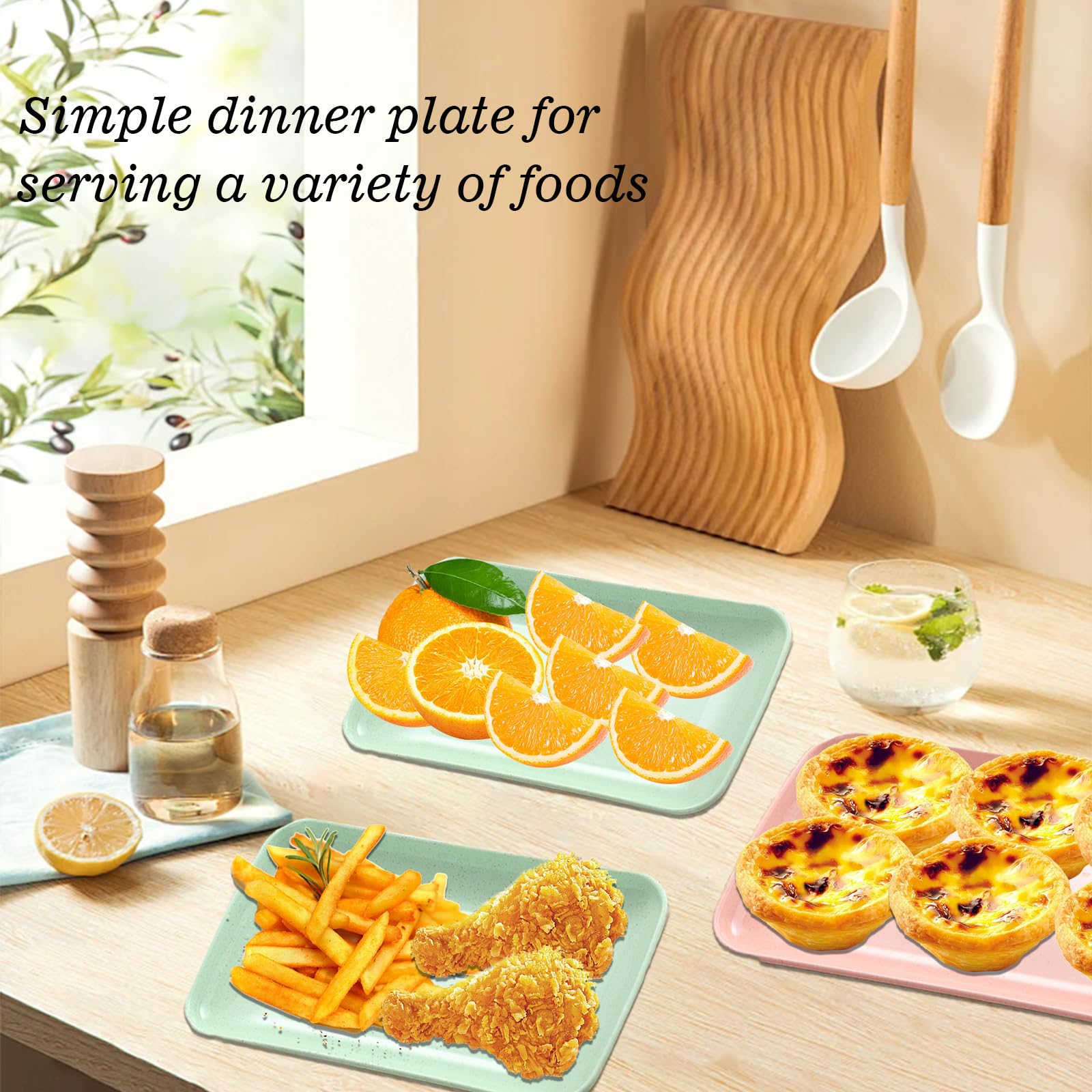 Lot De 2 Plateaux De Service Rectangulaires Inox 32x22cm + 36x27cm - Trendecor