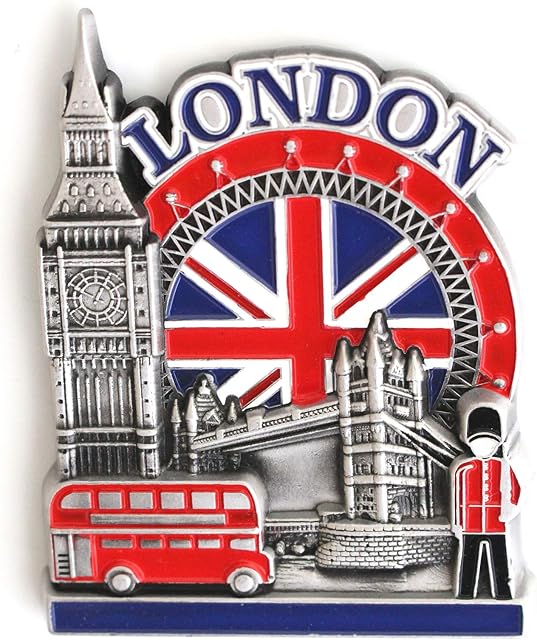 London - 3D Metal Fridge Magnet for Kitchen Refrigerator - Unique Stylish Design Holiday Souvenir Gift