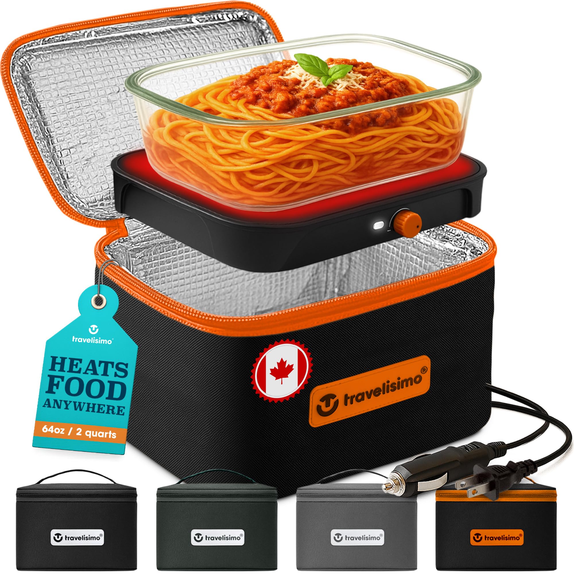 TRAVELISIMO Portable Oven, Food Warmer Lunch Box - 12V/24V/110V