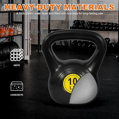 Miniatura 4 de Fitvids Wide Grip 3-Piece or 4-Piece Kettlebell Exercise Fitness Weight Set, Include 5 lbs, 10 lbs, 15 lbs and 20 lbs, Set of 3 or Set of 4