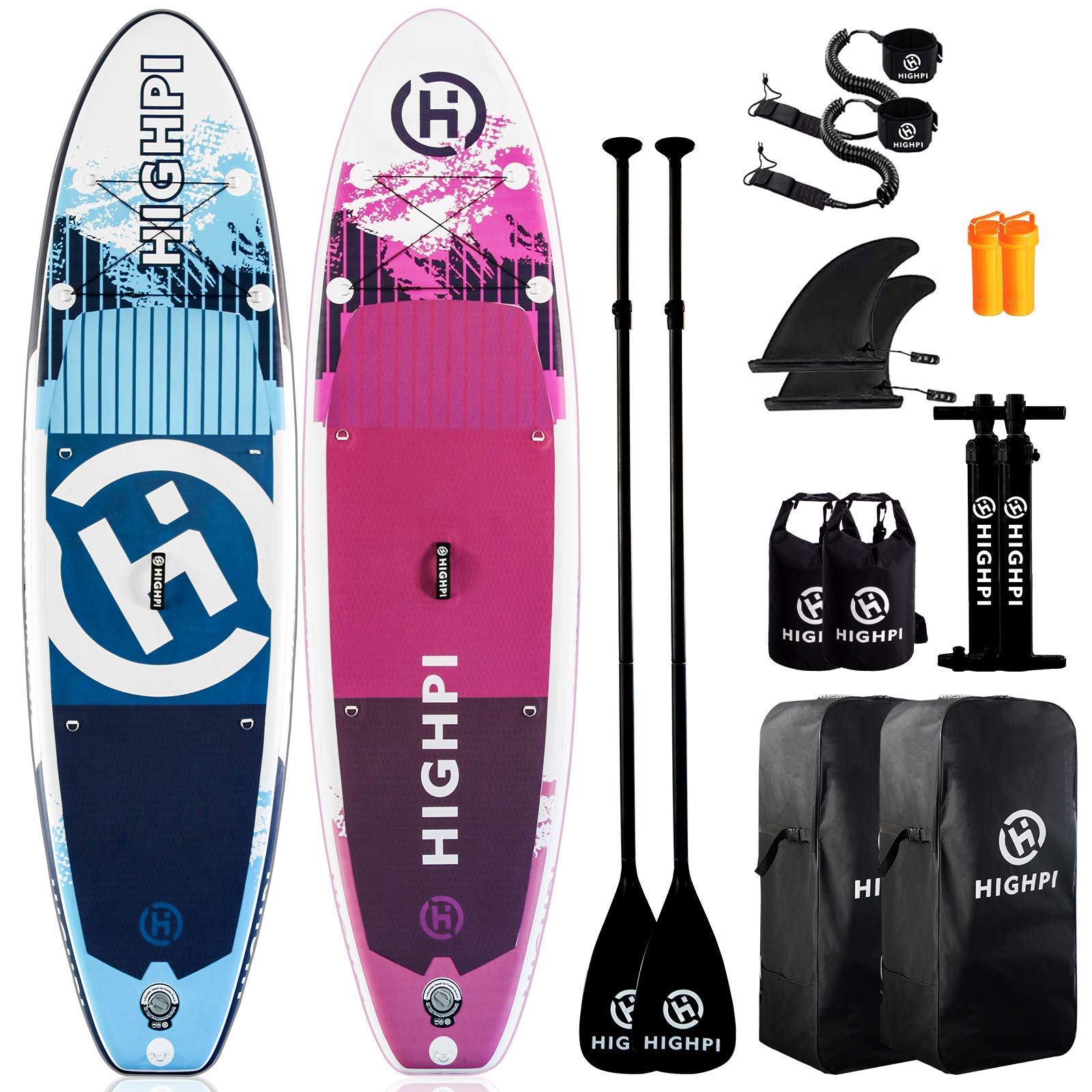 HighpiInflatable Stand Up Paddle Boards, 10'6''x32''x6'' SUP with Accessories Backpack Anti-Slip Deck, Leash, Paddle and Hand Pump, Inflatable Paddle Board Standing Boat for Youth & Adult