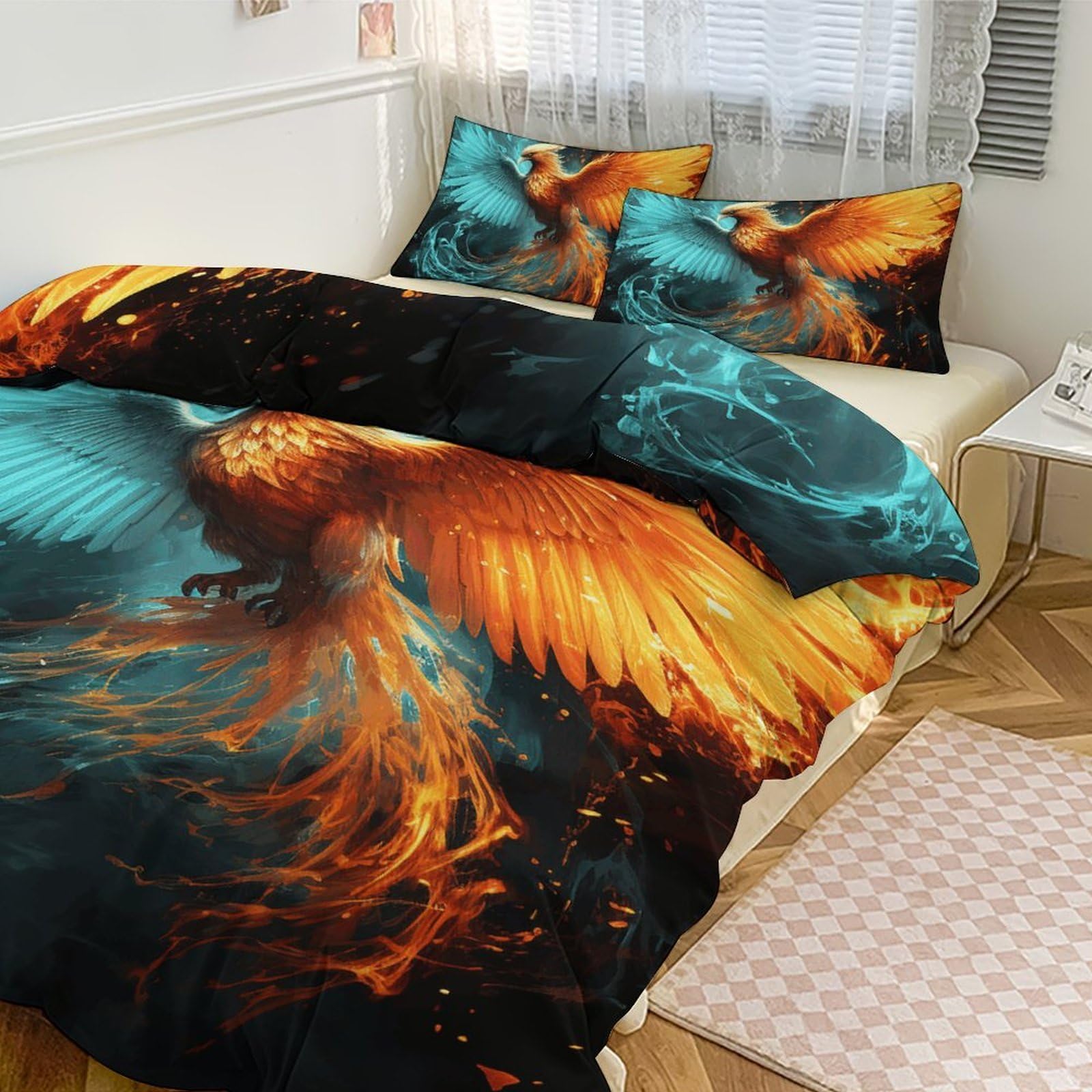 Housse de couette ultra douce et respirante 3 pièces parure phénix pour lit double