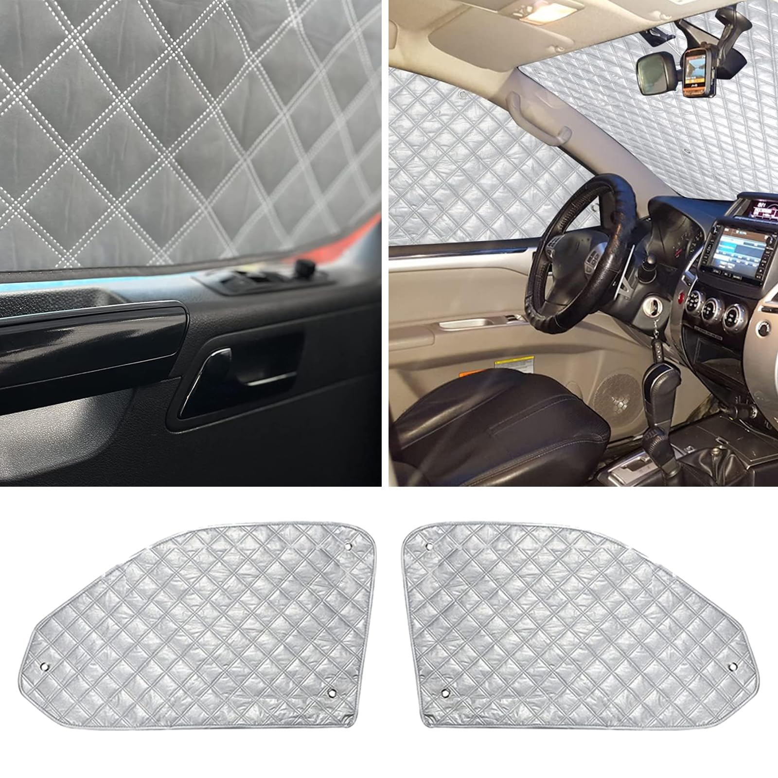 HAMON Tenda Parasole Auto per Ducato, 3 pezzi Copri Parabrezza per Auto, Parasole Camper UV non Tessuta in Alluminio Premium, Parasole per Parabrezza VW Migliorato
