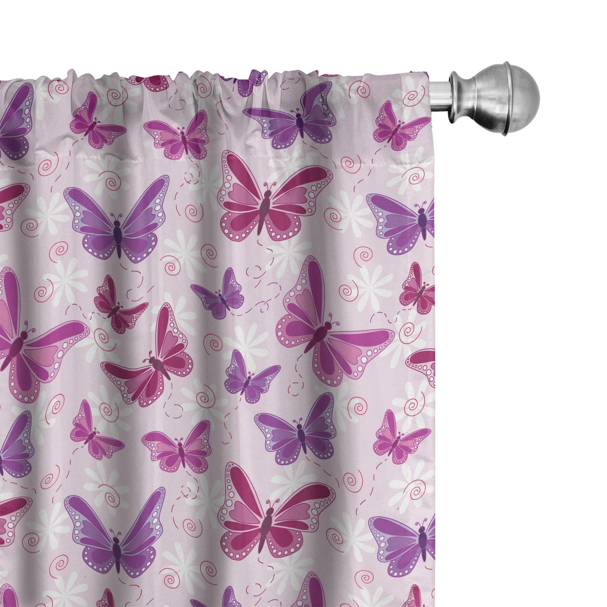 Ambesonne Butterfly Window Curtains, Various Flying Butterflies Colors Hippie Style Print Design, Lightweight Decor 2-Panel Set with Rod Pocket, Pair