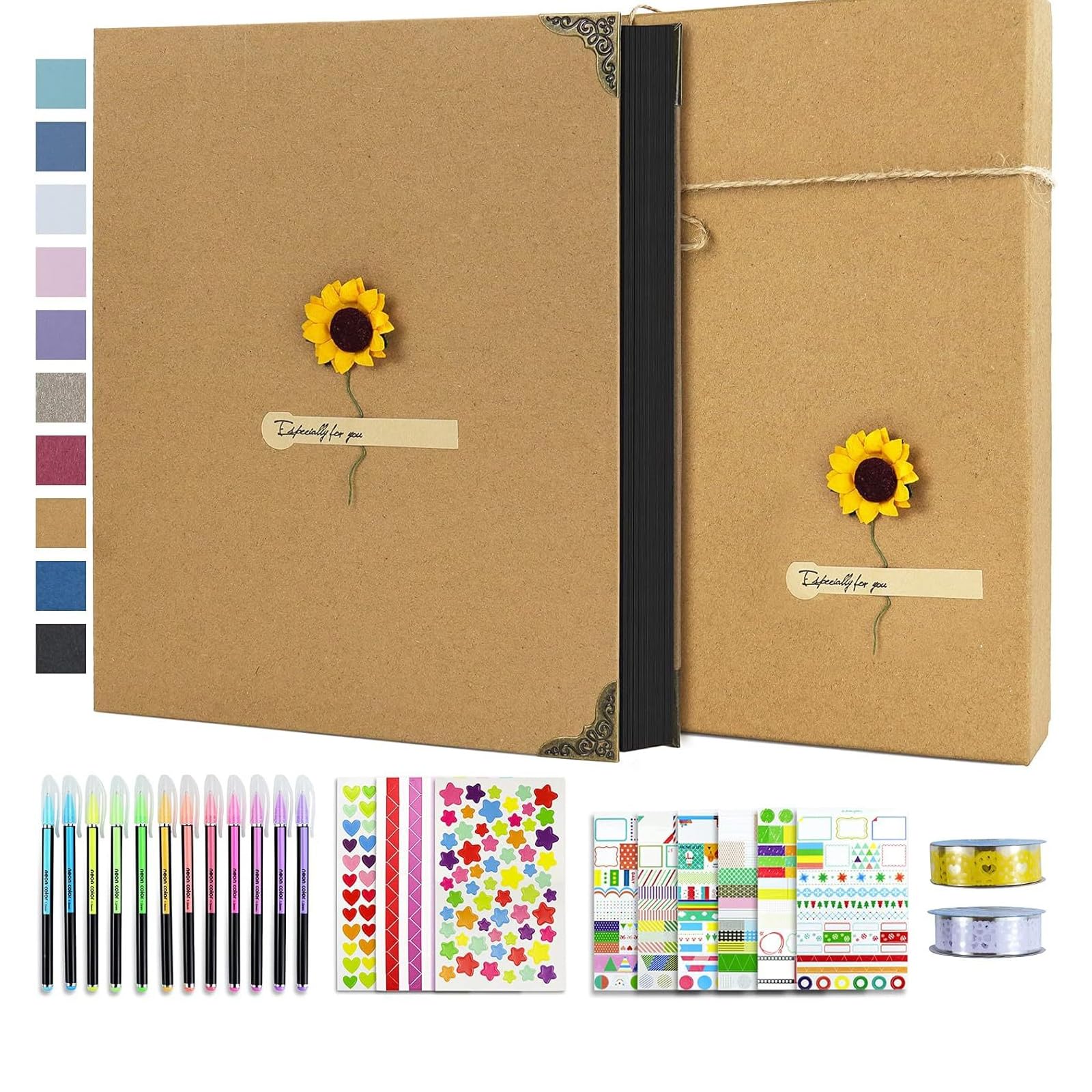 Diys Scrapbook Photo Album Set Hardcover Krafts Paper Photo Book Diys Memory Book Set with Accessories for Wedding Travel Memory