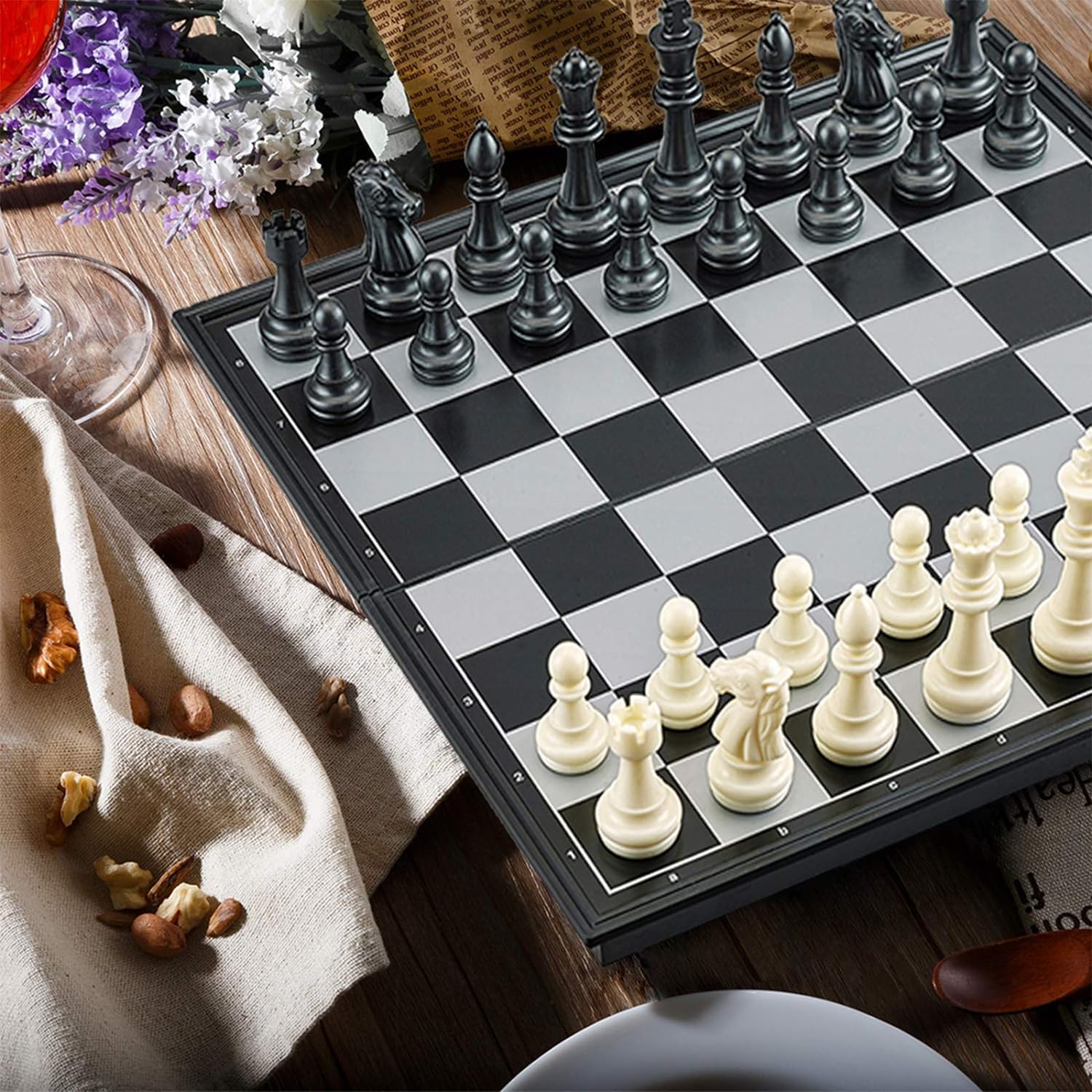 Échiquier Magnétique Pliable 25x25 Cm – Jeu D’Échecs De Voyage Avec Pièces Aimantées – Cadeau Enfants Et Adultes