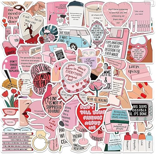Vista 40 de Paquete de calcomanías inspiradoras, 52 calcomanías positivas alentadoras para estudiantes, profesores, adolescentes, calcomanías motivacionales 100