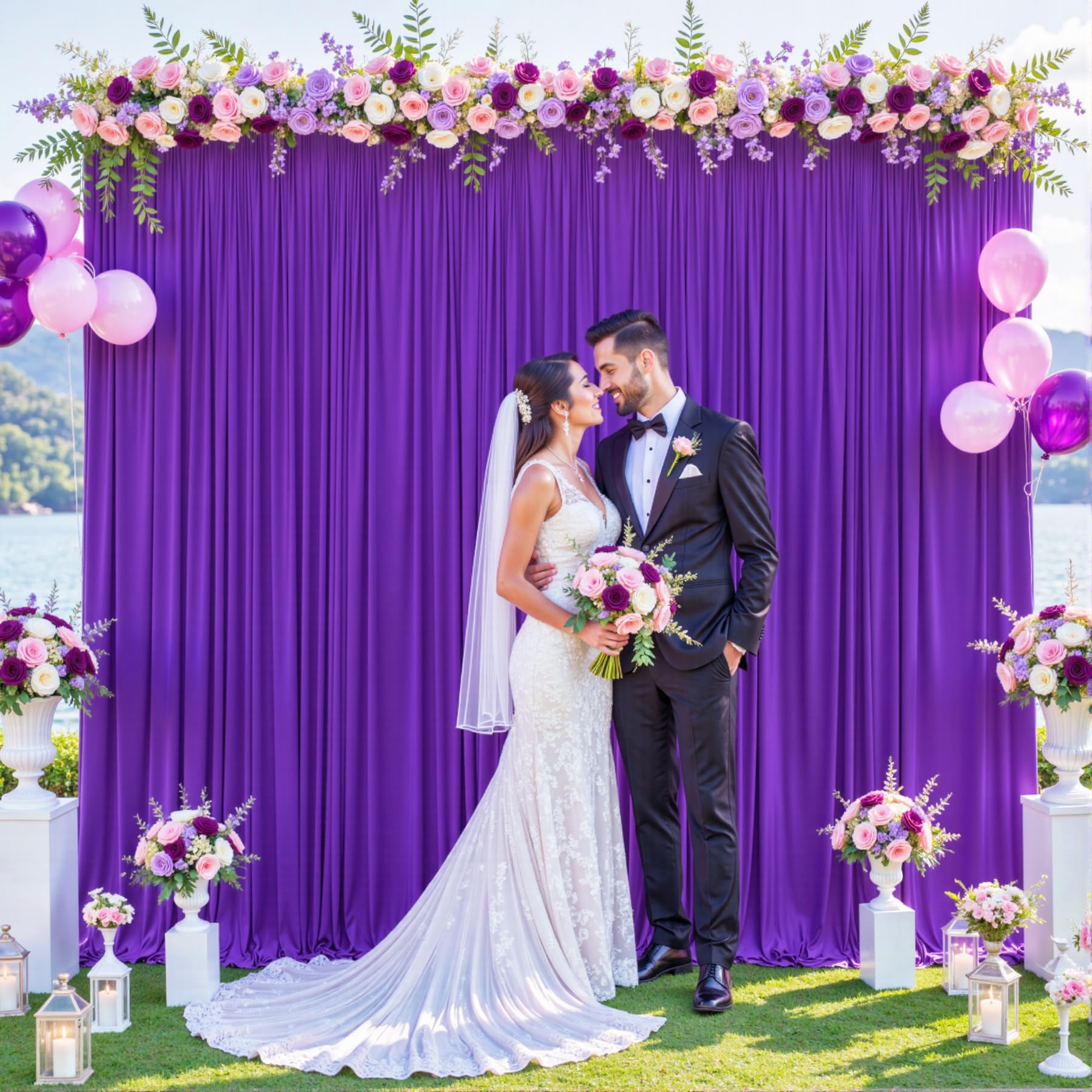40ft x 10ft Ivory Backdrop Curtain for Wedding Ivory Wrinkle Free Backdrop Drapes Panels for Parties Baby Shower Bridal Shower Birthday Photo Photography Polyester Fabric Background Decoration — view 22