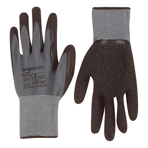 MockWares Basics Latex-Coated Work Gloves, Grey