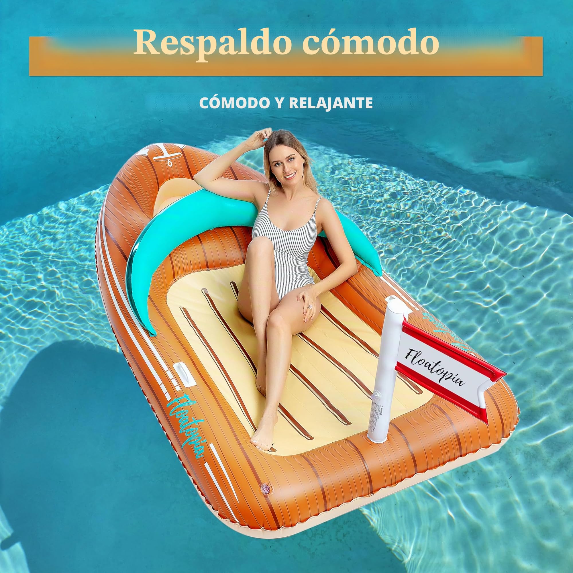 JOYIN - Flotador inflable gigante para piscina con forma de balsa y enfriador reforzado, para fiesta veraniega en piscina, juguetes para niños y adultos