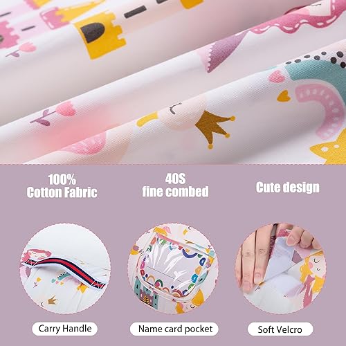 Vista 4 de Tapete para siesta para niños pequeños con almohada y manta, 100% tela de algodón, tapete de dormir acolchado, para guardería, preescolar, niños