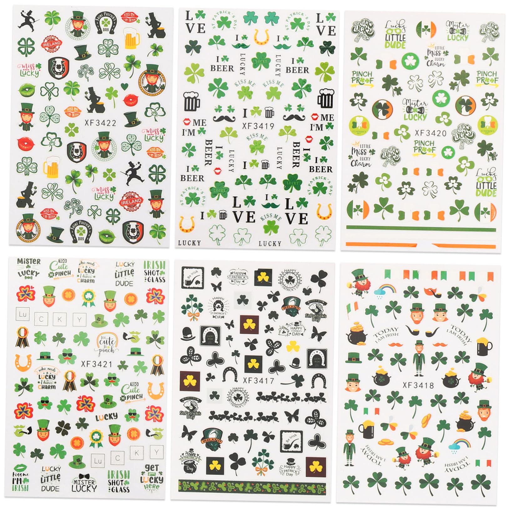 VICASKY 5 Set Adesivi Per Unghie A Tre Foglie Etichetta Guidato Unghia Adesivi Artistici Strisce Premere Decalcomania Per Unghie Adesivo Green 6 Fogli*5