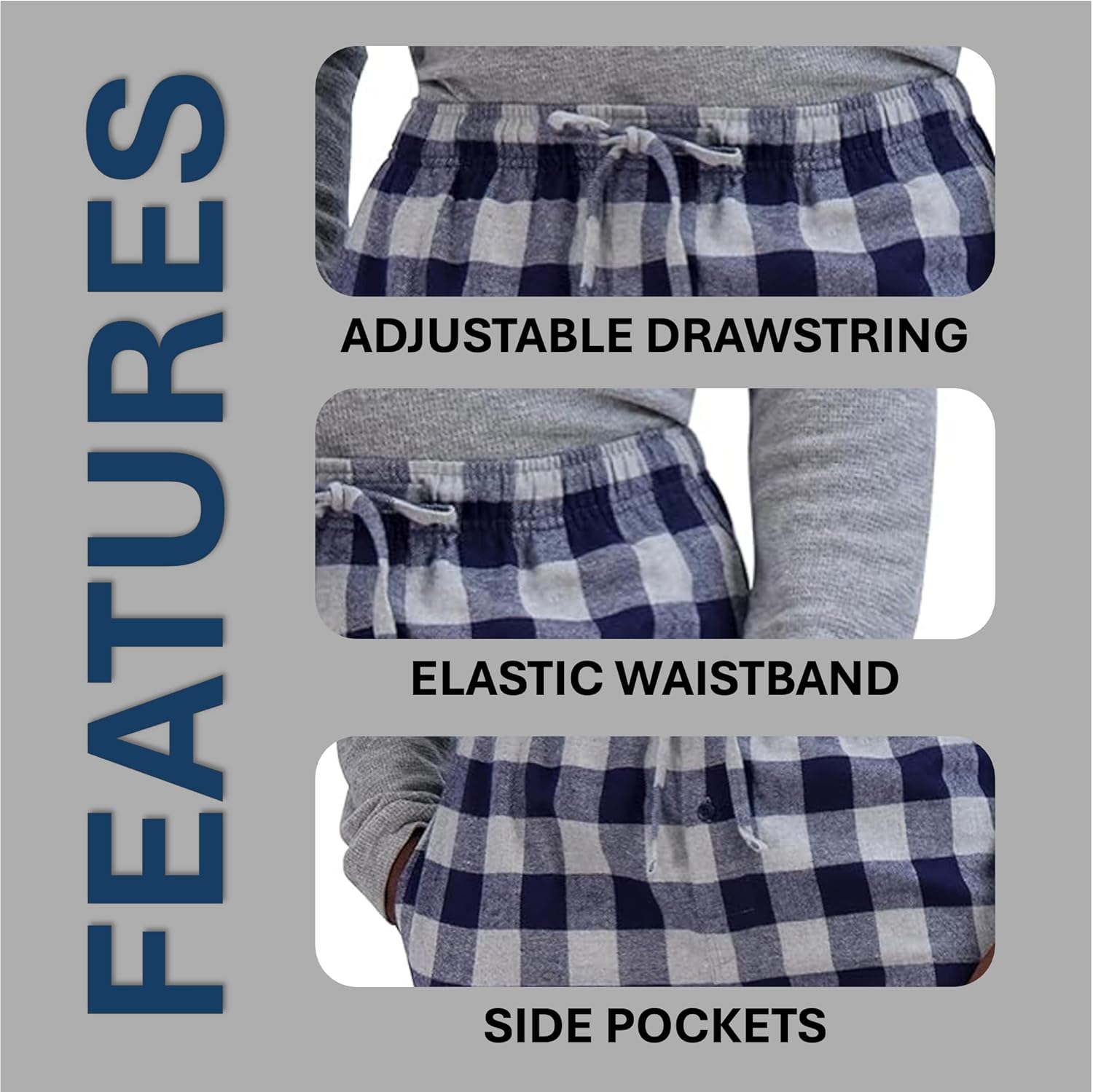 Hanes Ultimate Men’s Flannel Pajama Pants, Plaid Cotton Loungewear, Pj Bottoms with Pockets, Extended Sizes - Image 3