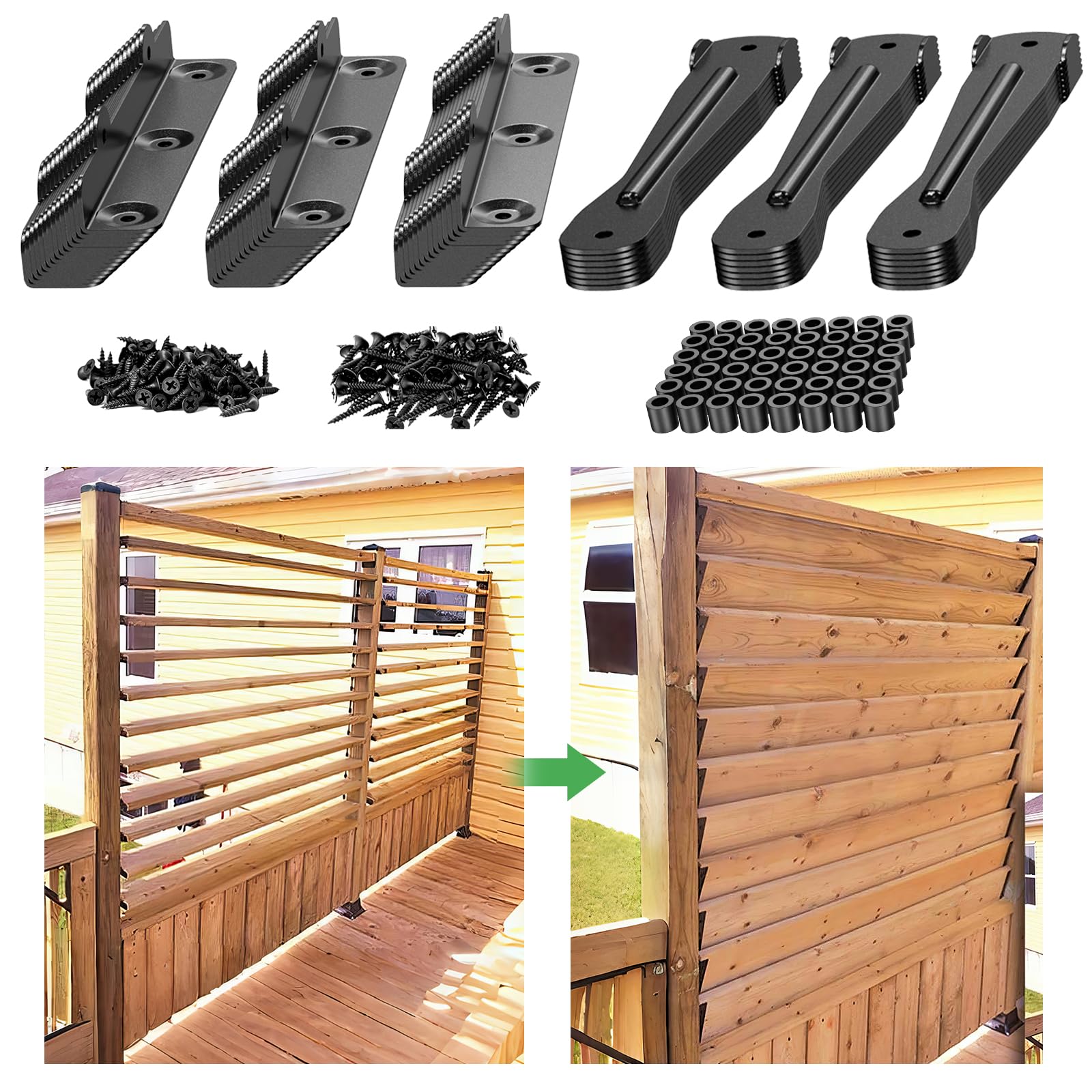 Louver Bracket Kit 4-Pack for Outdoor Blinds, Powder Coated Iron Hardware