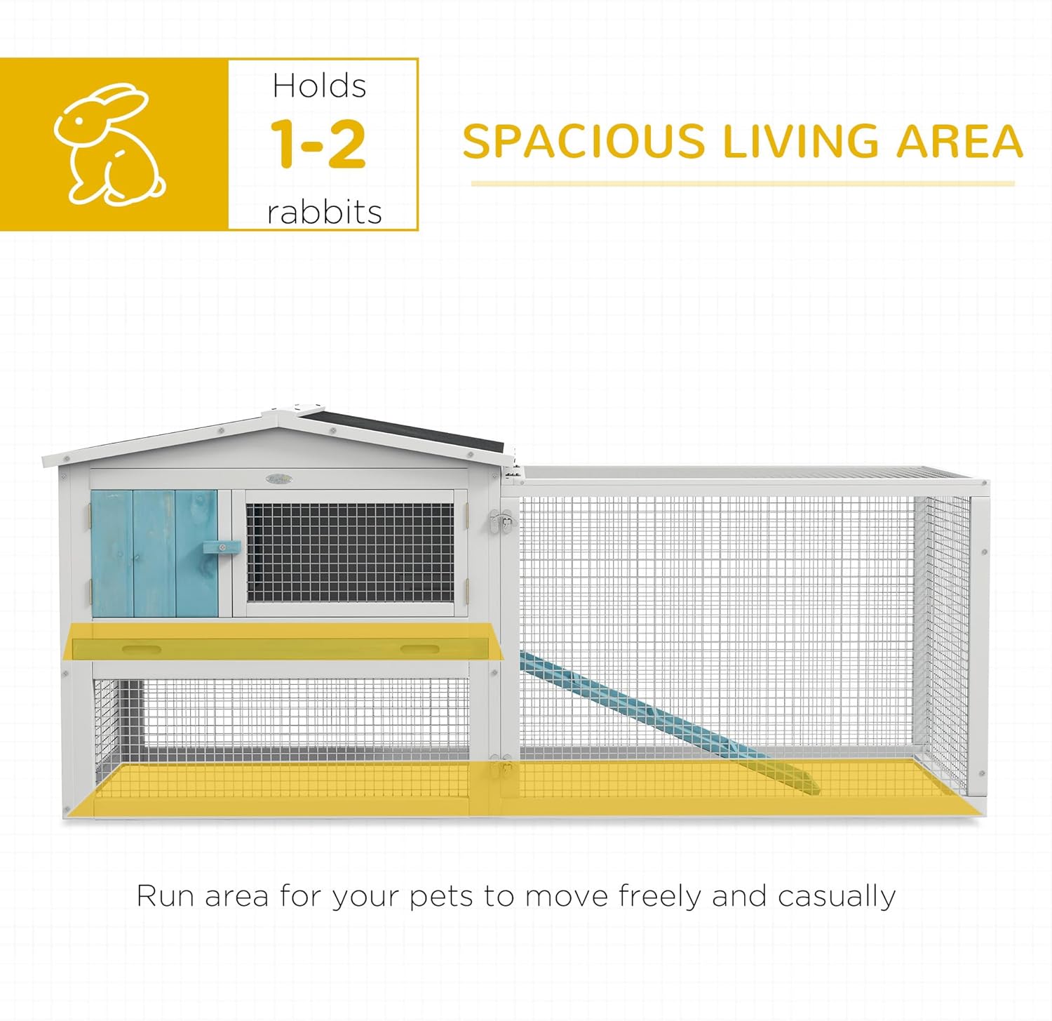 Natural Wood and Wire Outdoor Rabbit Hutch with Run