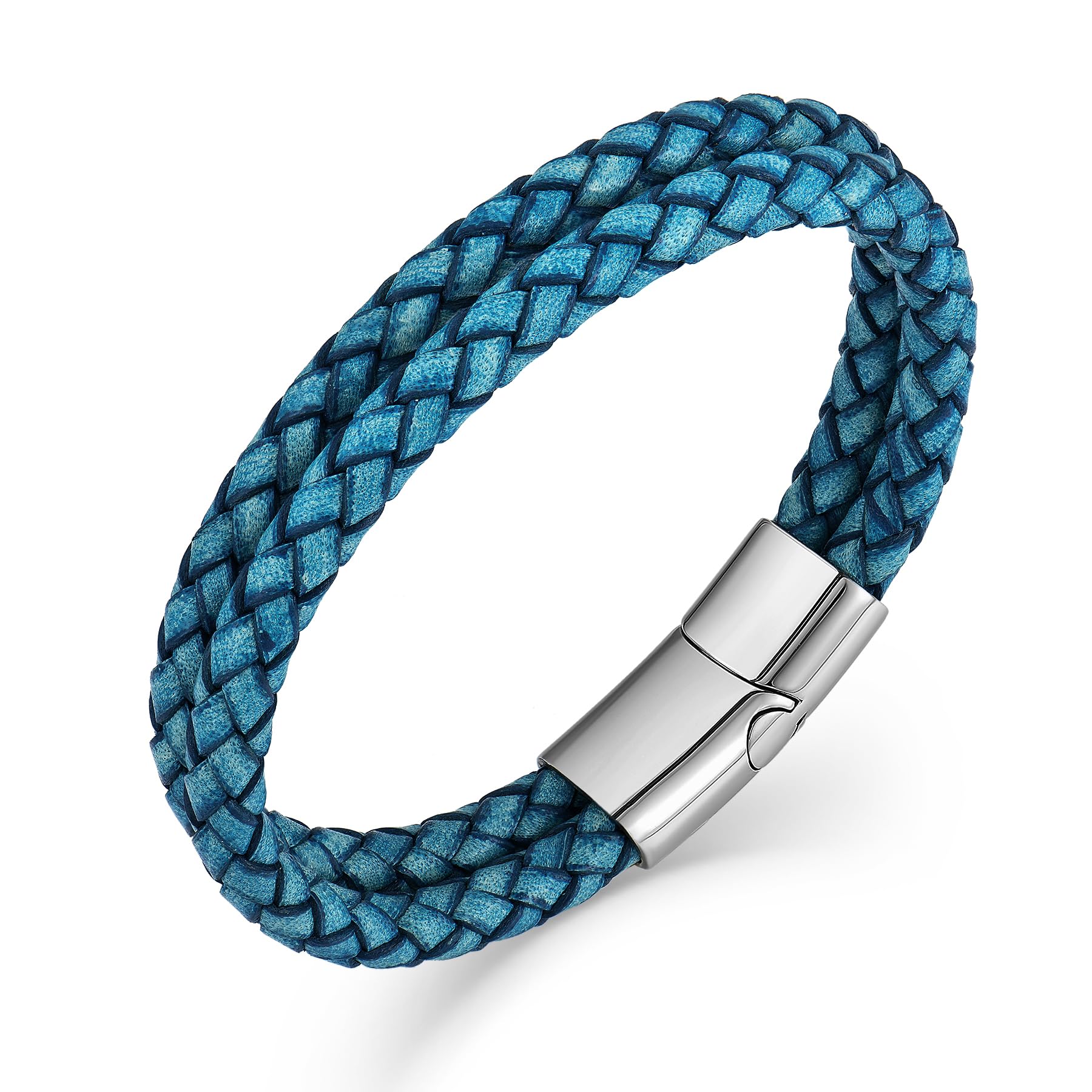 Raymard Mens Multi-Layer Leather Bracelet Classic Bracelet for Men with Stainless Clasp