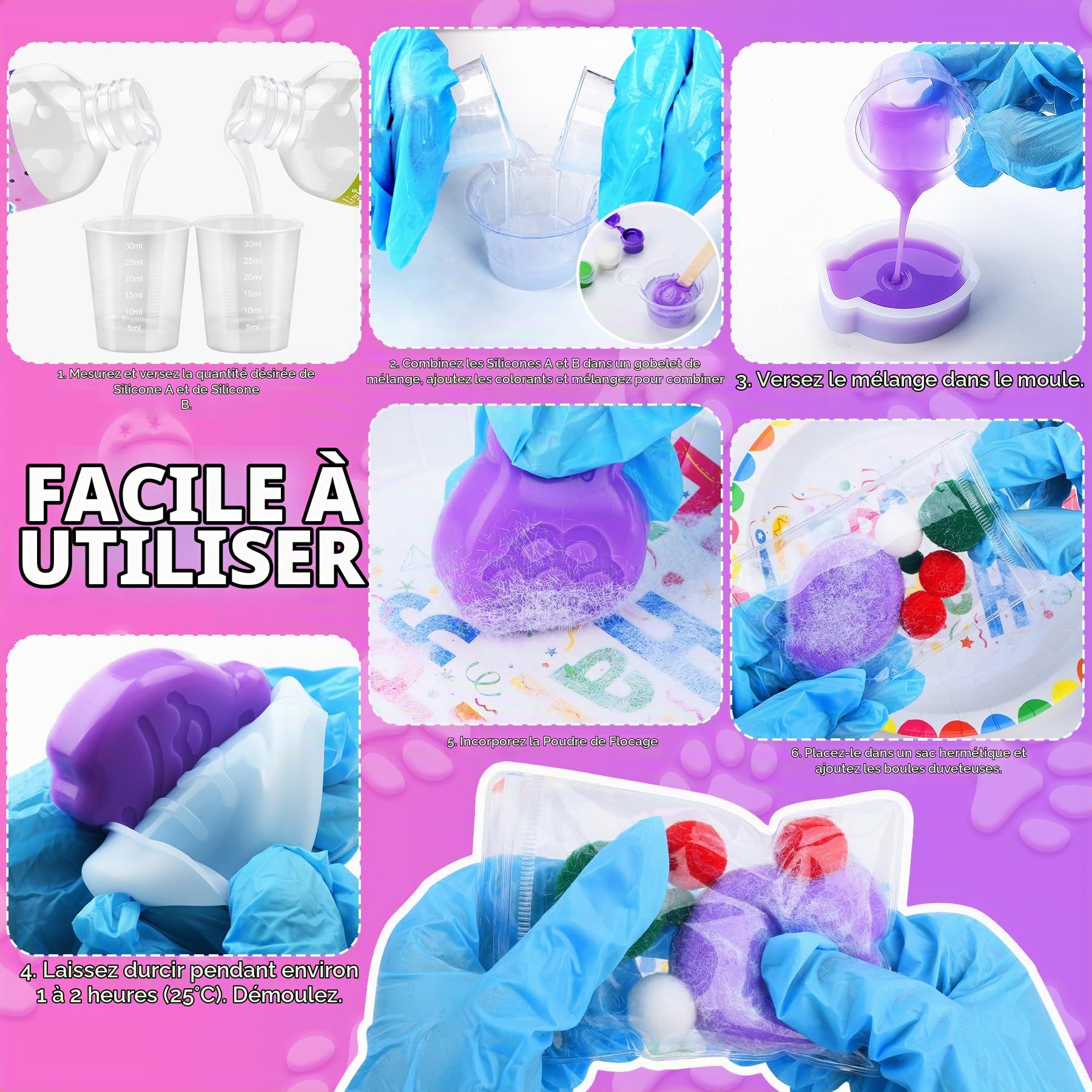 Kit de Squishy Fabrication en Silicone Liquide - Rapport AB 1:1 Mélangé en Caoutchouc de Silicone Super Doux pour Squishy Maker, Kit de Fabrication de Cadeau Parfait pour Soulager (Translucide, 1000g)