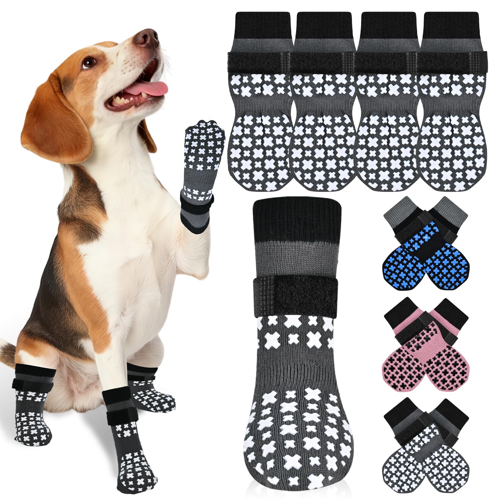 Non-Slip Dog Socks for Hardwood Floors Anti Slip Double-Sided Grippy Socks for Senior Dogs to Prevent Licking Paws, Scratching & Hot Pavement Premium Dog Paw Protector with Grippers Pink M — view 19