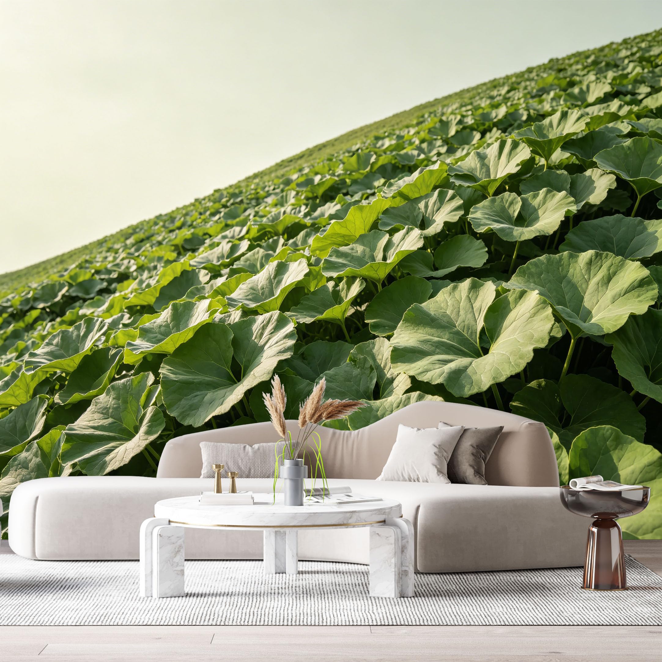 Custom Size Wall Murals Botanical Green Leaves Landscape Sunlight Slope SelfAdhesive Wall Fabric Removable Large Wallpaper for Photo Living Room