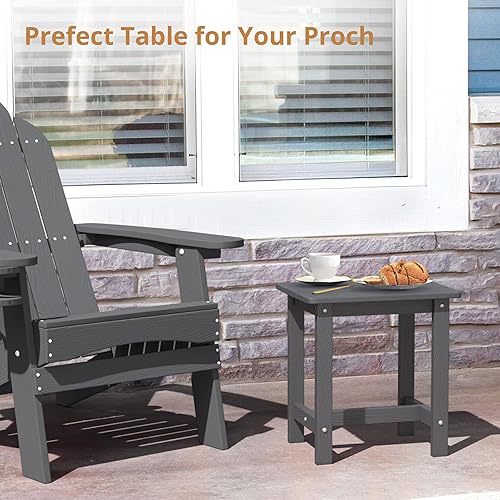 Miniatura 5 de LUE BONA Mesa Auxiliar para Exteriores, HDPS Pequeñas Mesas Auxiliares Adirondack para Exteriores, Mesa Final Exterior para Patio, Porche, Terraza,