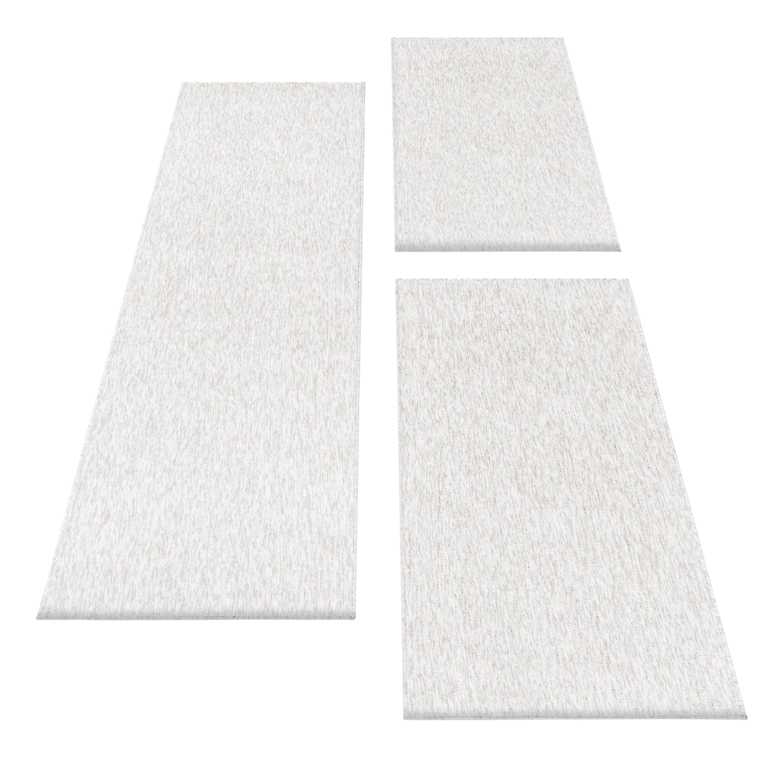 Carpettex Bettumrandung Schlafzimmer 3teilig Kurzflor Teppich Einfarbig Design Creme Bettset:2 mal 80x150 + 1 mal 80x250 - Bettvorleger Schlafzimmer Läufer Set Weicher Bettumrandung Teppich