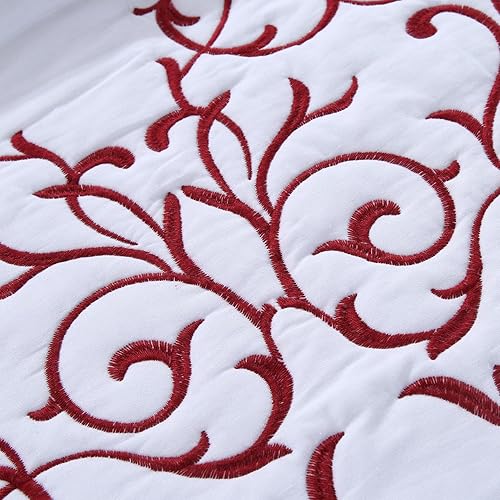 Miniatura 4 de BQF Colchas bordadas azules de 3 piezas, tamaño Queen, 1 edredón y 2 fundas de almohada, juego de ropa de cama de algodón tamaño Queen, colchas de