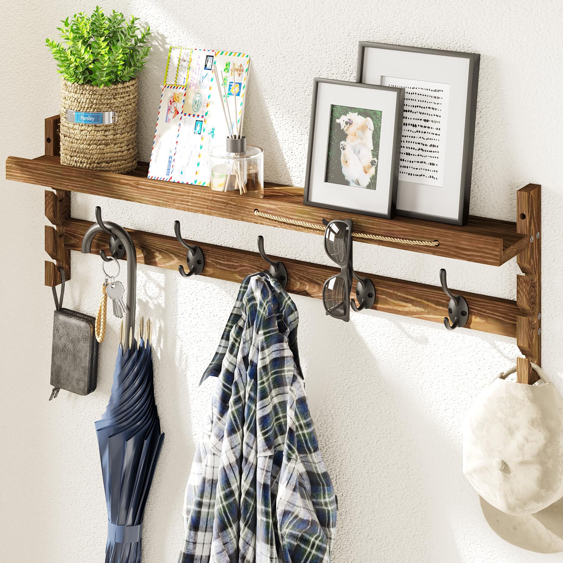 Amazon.com: AMBIRD Wall Hooks with Shelf 28.9inch Entryway Wall