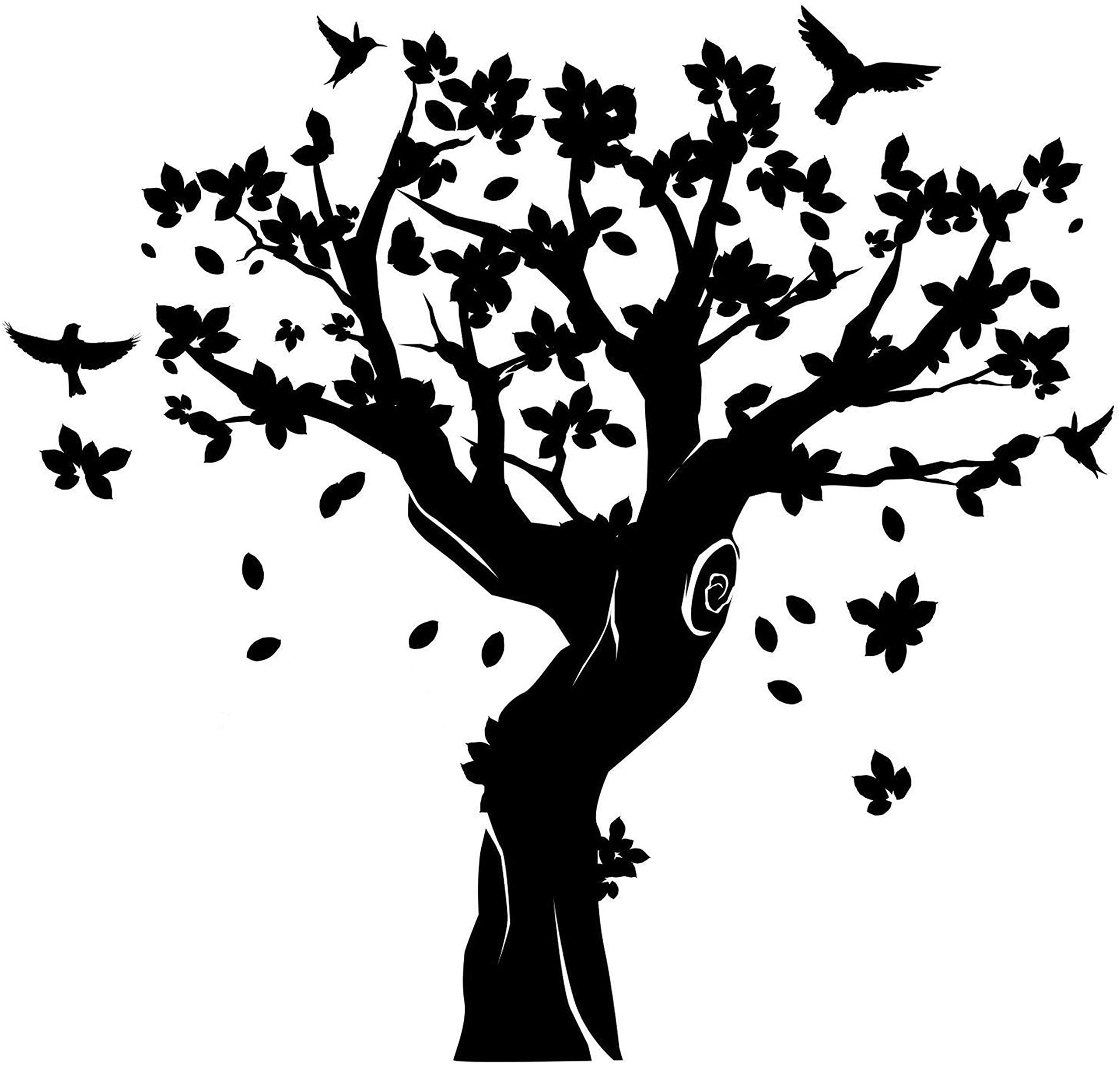 Adhesivo de Pared para Esquina de árbol Grande, diseño de Ramas de Vinilo, decoración de pájaros Gigantes, Vinilo, 92'' x 110'' (233x280 cm)