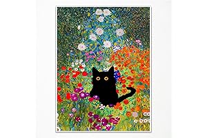 Klimt Poster: Gustav Klimt Canvas Wall Art, A Feline Twist on Iconic Art