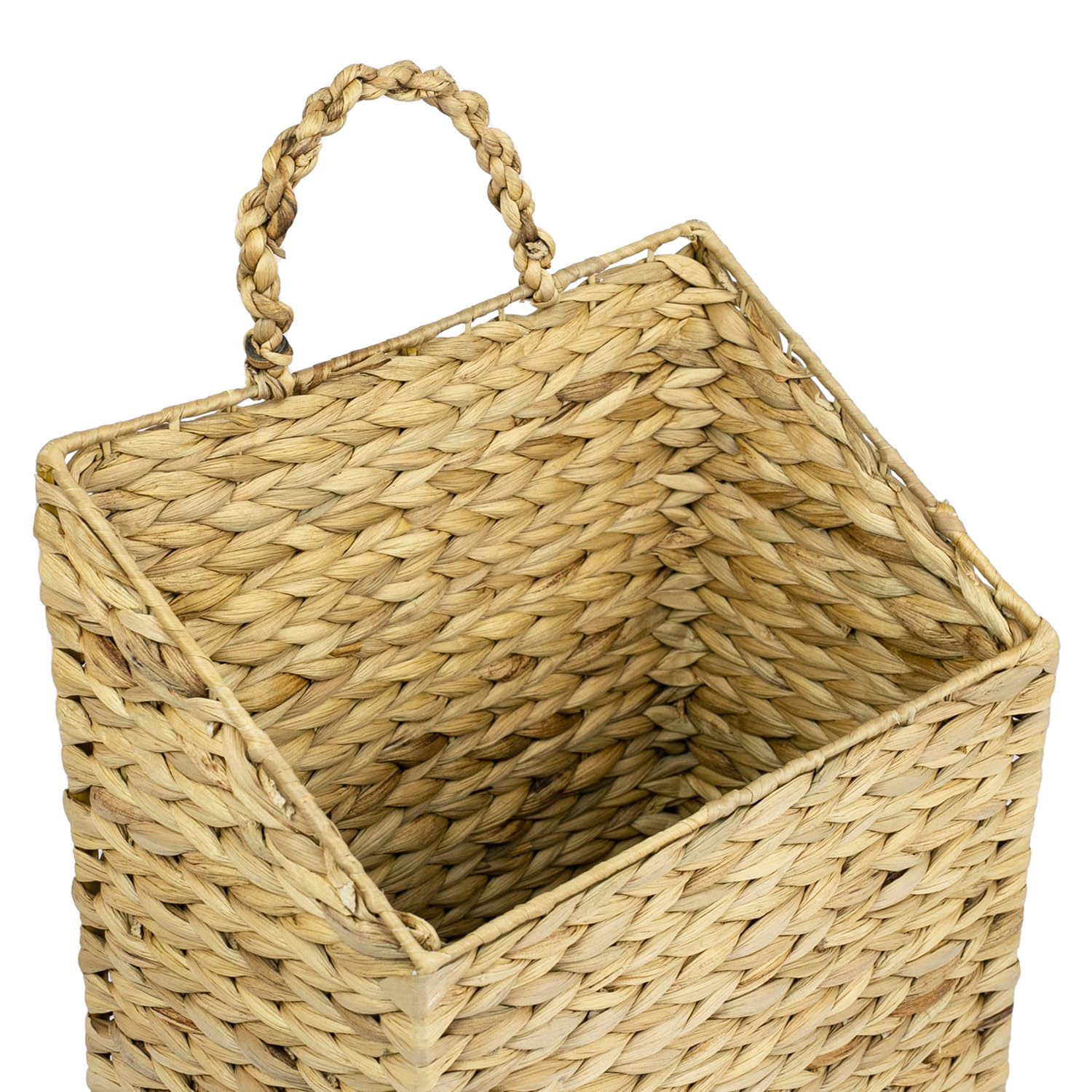 HMF wiszący kosz pleciony z hiacyntu wodnego do gazet do zawieszenia | 30 x 17,5 x 38 cm