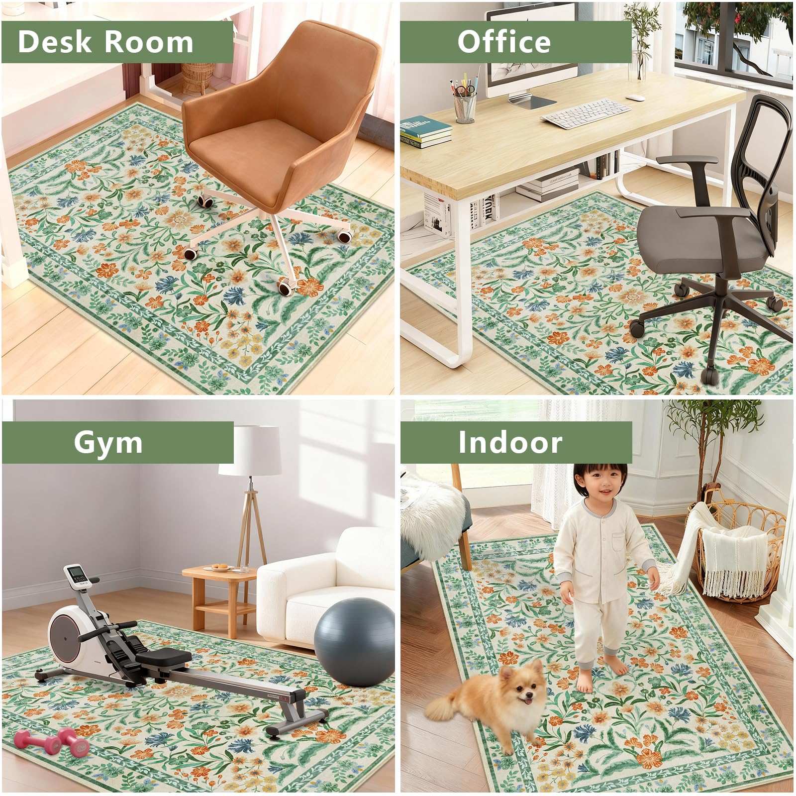 Tappeto Sedia Ufficio 120x150cm Beige Antiscivolo Tappeto Salvapavimento per Pavimenti Duri Vintage Tappeto Sedia Gaming Protettivo per Pavimenti Duri Parquet Piastrelle