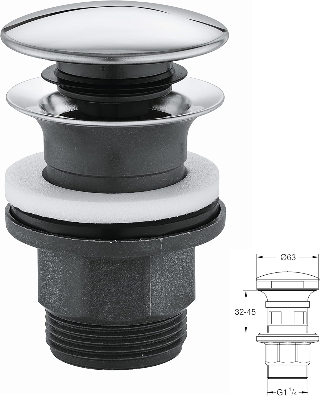 GROHE QUICKFIX StartEdge Robinet de Salle de Bains lavabo, mousseur économie D'eau, sans tirette, bonde clic clac incluse, Installation et nettoyage facile, Taille S, chromé, 24199001