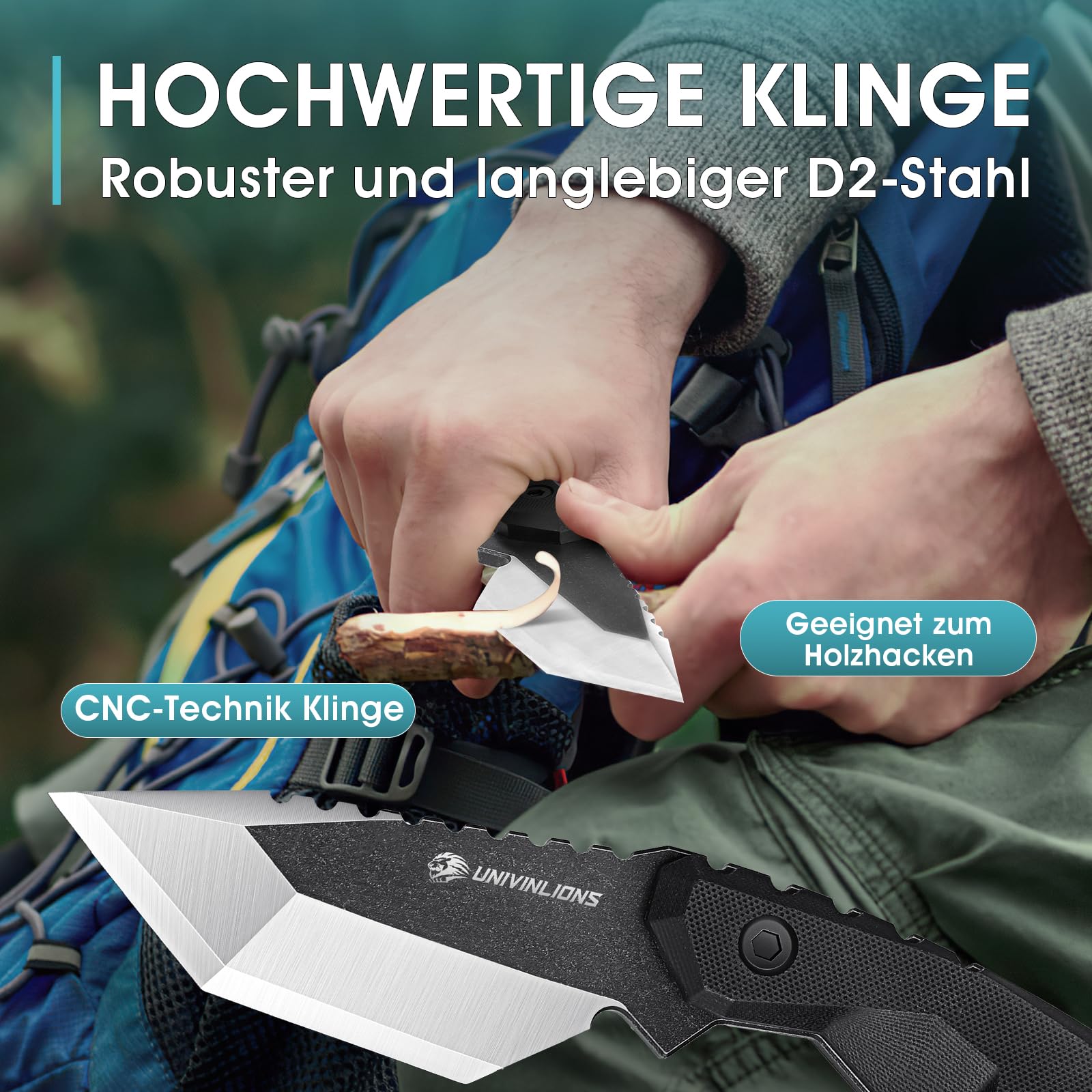 J&V CONDOR Bushcraft Messer – Handgefertigt In Spanien, 11,4 Cm Klinge Aus MOVA-Stahl, Inklusive Lederscheide