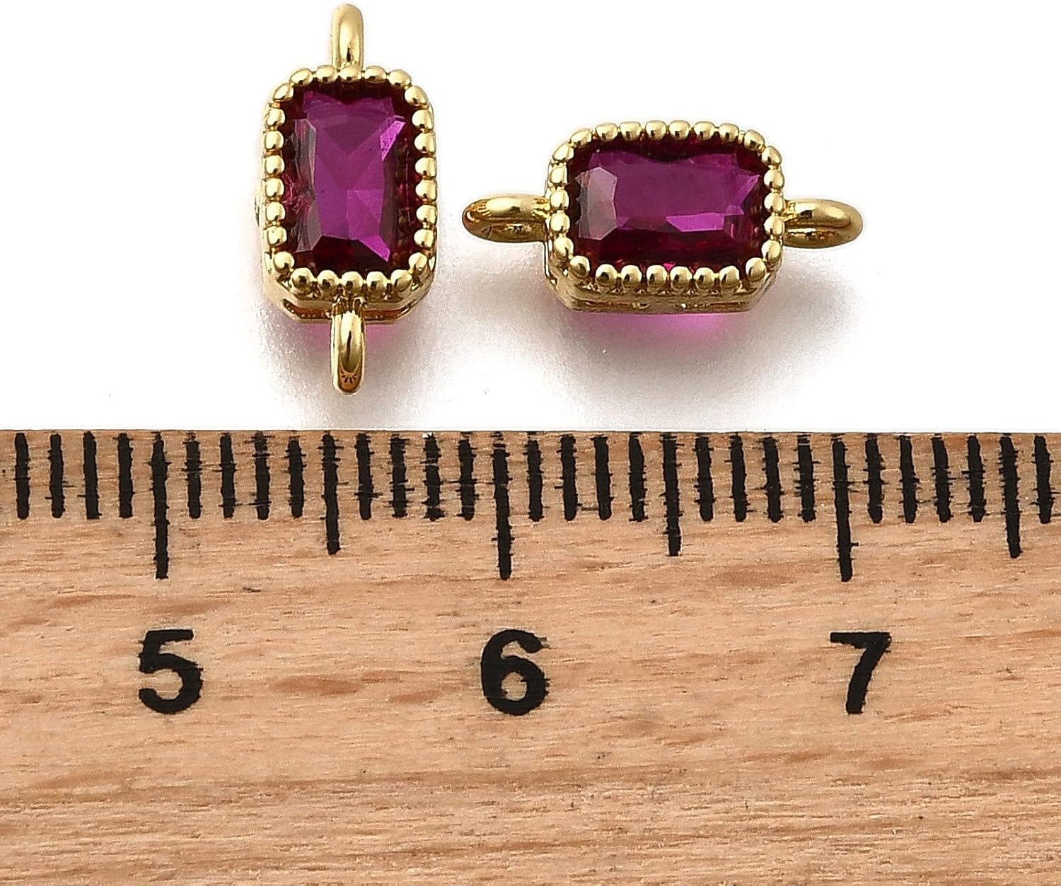 KitBeads 10pcs Real Gold Plated Connector Charms Ruby Red Double Loop Cubic Zirconia Links Charm for Jewelry Making Craft Bracelets Necklace - Image 2