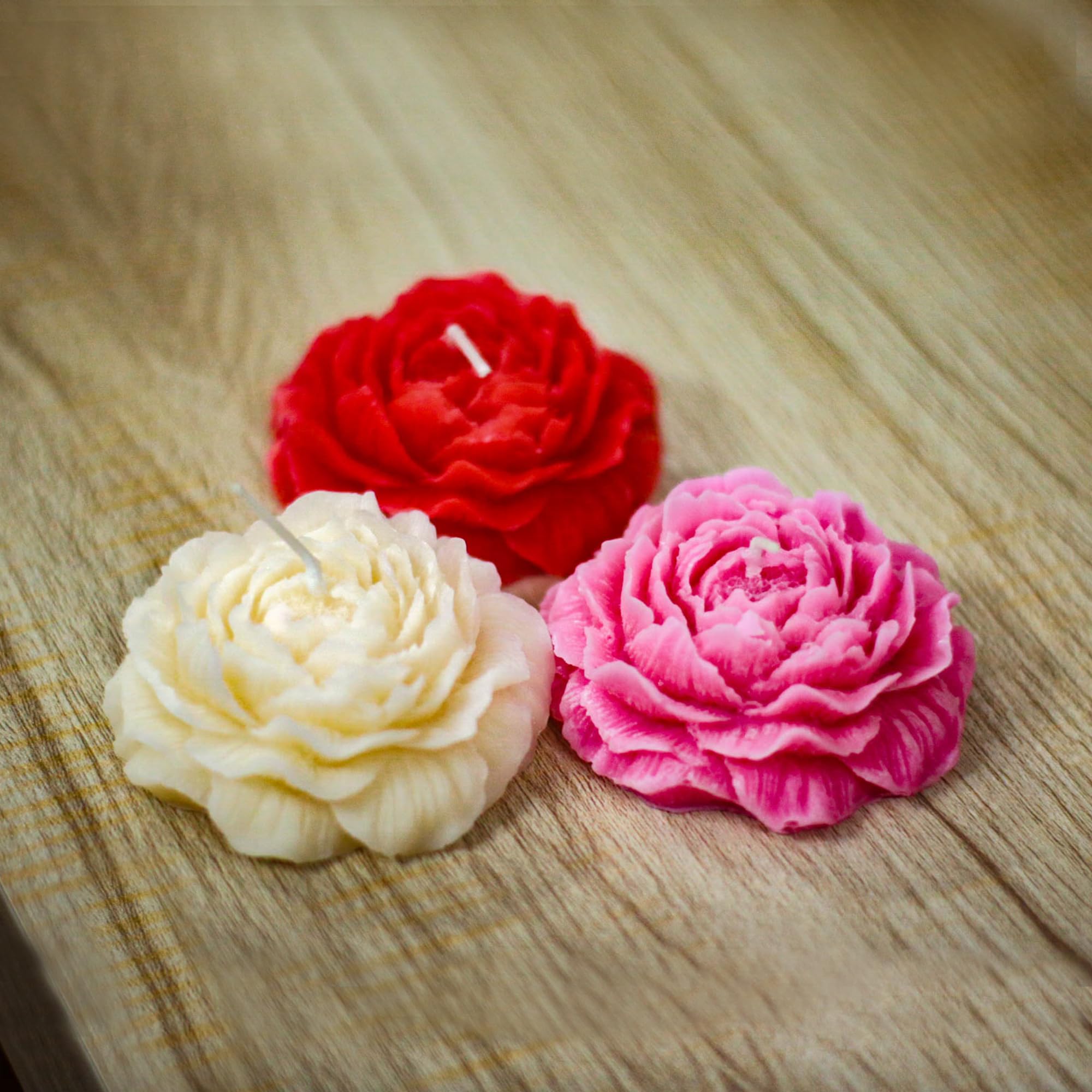 URBAN POSH – 3-Pack Peony Scented Candle Set – Rose, Vanilla & Jasmine Aromas – Handcrafted Floral Candles for Women – Romantic Home Decor & Relaxation Gift for Spa, Weddings